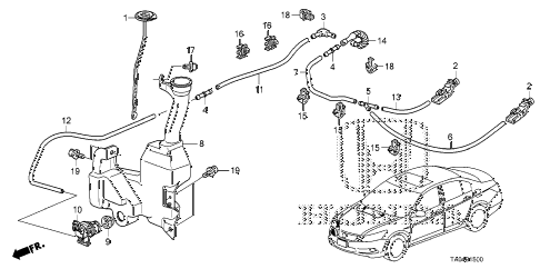 2009 accord EX-L(NAVI) 4 DOOR 5MT WINDSHIELD WASHER (1) diagram 2009 accord EX-L(NAVI) 4 DOOR 5MT WINDSHIELD WASHER (1) diagram