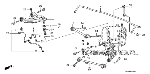 2008 accord EX-L(NAVI) 4 DOOR 5MT REAR LOWER ARM diagram 2008 accord EX-L(NAVI) 4 DOOR 5MT REAR LOWER ARM diagram