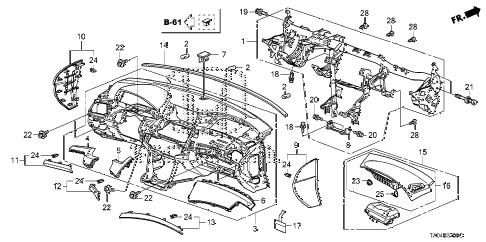 2009 accord EX-L(NAVI) 4 DOOR 5MT INSTRUMENT PANEL diagram 2009 accord EX-L(NAVI) 4 DOOR 5MT INSTRUMENT PANEL diagram