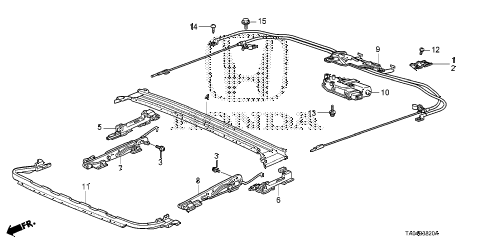 2010 accord EX-L(NAVI) 4 DOOR 5MT ROOF SLIDE COMPONENTS diagram 2010 accord EX-L(NAVI) 4 DOOR 5MT ROOF SLIDE COMPONENTS diagram