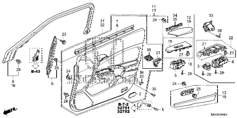 2008 accord EX 4 DOOR 5MT FRONT DOOR LINING diagram 2008 accord EX 4 DOOR 5MT FRONT DOOR LINING diagram