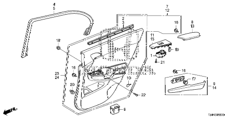 2010 accord LX+ 4 DOOR 5MT REAR DOOR LINING diagram 2010 accord LX+ 4 DOOR 5MT REAR DOOR LINING diagram