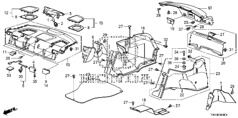 2011 accord EX 4 DOOR 5MT REAR TRAY - SIDE LINING diagram 2011 accord EX 4 DOOR 5MT REAR TRAY - SIDE LINING diagram