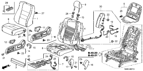 2010 accord EX 4 DOOR 5MT FRONT SEAT (R.) diagram 2010 accord EX 4 DOOR 5MT FRONT SEAT (R.) diagram