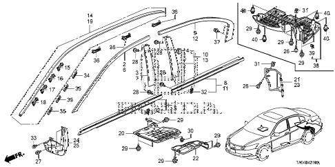 2008 accord EX-L(NAVI) 4 DOOR 5MT MOLDING diagram 2008 accord EX-L(NAVI) 4 DOOR 5MT MOLDING diagram