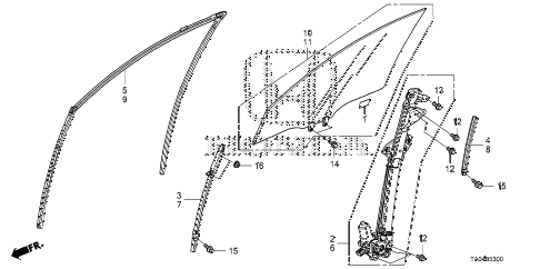 2010 accord EX-L(NAVI) 4 DOOR 5MT FRONT DOOR GLASS - REGULATOR diagram 2010 accord EX-L(NAVI) 4 DOOR 5MT FRONT DOOR GLASS - REGULATOR diagram