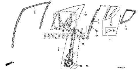 2008 accord LX+ 4 DOOR 5MT REAR DOOR GLASS - REGULATOR diagram 2008 accord LX+ 4 DOOR 5MT REAR DOOR GLASS - REGULATOR diagram