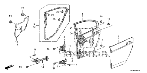 2010 accord EX 4 DOOR 5MT REAR DOOR PANELS diagram 2010 accord EX 4 DOOR 5MT REAR DOOR PANELS diagram