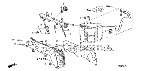 2008 accord EX-L 4 DOOR 5MT FUEL INJECTOR (L4) diagram 2008 accord EX-L 4 DOOR 5MT FUEL INJECTOR (L4) diagram