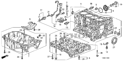 2009 accord EX-L(NAVI) 4 DOOR 5MT CYLINDER BLOCK - OIL PAN (L4) diagram 2009 accord EX-L(NAVI) 4 DOOR 5MT CYLINDER BLOCK - OIL PAN (L4) diagram
