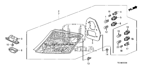 2008 accord EXL-V6(NAVI) 2 DOOR 6MT TAILLIGHT - LICENSE LIGHT diagram 2008 accord EXL-V6(NAVI) 2 DOOR 6MT TAILLIGHT - LICENSE LIGHT diagram