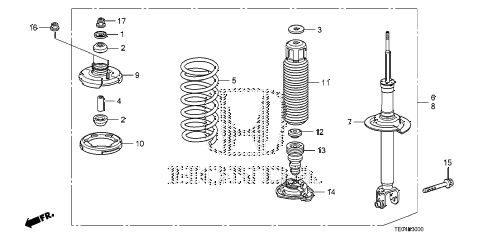 2008 accord EX-L(NAVI) 2 DOOR 5MT REAR SHOCK ABSORBER diagram 2008 accord EX-L(NAVI) 2 DOOR 5MT REAR SHOCK ABSORBER diagram
