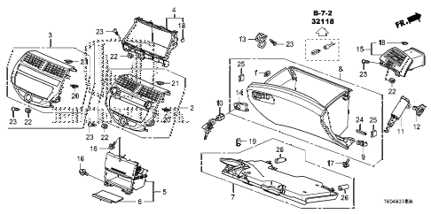 2008 accord EXL-V6 2 DOOR 6MT INSTRUMENT PANEL GARNISH (PASSENGER SIDE) diagram 2008 accord EXL-V6 2 DOOR 6MT INSTRUMENT PANEL GARNISH (PASSENGER SIDE) diagram