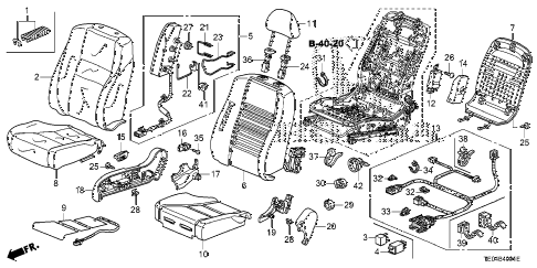 2010 accord EX-L(NAVI) 2 DOOR 5MT FRONT SEAT (R.) diagram 2010 accord EX-L(NAVI) 2 DOOR 5MT FRONT SEAT (R.) diagram