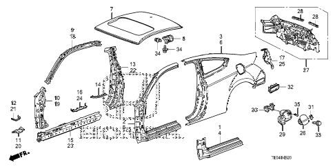 2008 accord EXL-V6(NAVI) 2 DOOR 6MT OUTER PANEL - REAR PANEL diagram 2008 accord EXL-V6(NAVI) 2 DOOR 6MT OUTER PANEL - REAR PANEL diagram