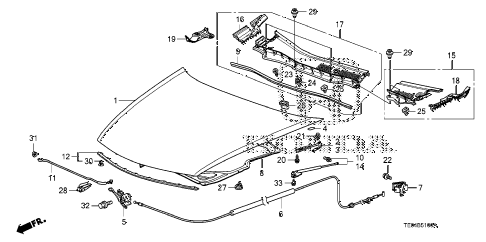 2008 accord EXL-V6 2 DOOR 6MT ENGINE HOOD diagram 2008 accord EXL-V6 2 DOOR 6MT ENGINE HOOD diagram