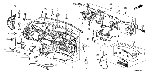 2012 accord LX-S 2 DOOR 5MT INSTRUMENT PANEL diagram 2012 accord LX-S 2 DOOR 5MT INSTRUMENT PANEL diagram