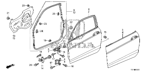 2012 accord LX-S 2 DOOR 5MT DOOR PANELS diagram 2012 accord LX-S 2 DOOR 5MT DOOR PANELS diagram