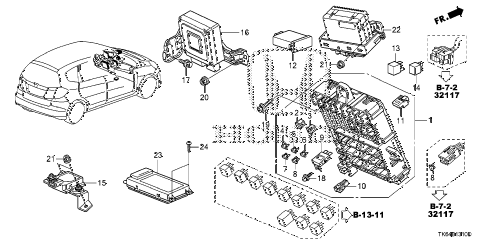 2012 fit SPORT(SAYAMA PLANT) 5 DOOR 5MT CONTROL UNIT (CABIN) (1) diagram 2012 fit SPORT(SAYAMA PLANT) 5 DOOR 5MT CONTROL UNIT (CABIN) (1) diagram