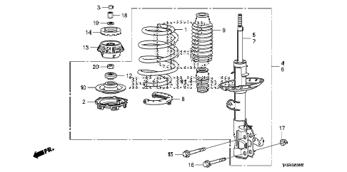 2010 fit SPORT(SUZUKA PLANT) 5 DOOR 5MT FRONT SHOCK ABSORBER diagram 2010 fit SPORT(SUZUKA PLANT) 5 DOOR 5MT FRONT SHOCK ABSORBER diagram