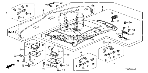 2010 fit SPORTN(SUZUKA PLANT) 5 DOOR 5MT ROOF LINING diagram 2010 fit SPORTN(SUZUKA PLANT) 5 DOOR 5MT ROOF LINING diagram