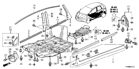 2012 fit SPORT(SUZUKA PLANT) 5 DOOR 5MT MOLDING - PROTECTOR diagram 2012 fit SPORT(SUZUKA PLANT) 5 DOOR 5MT MOLDING - PROTECTOR diagram