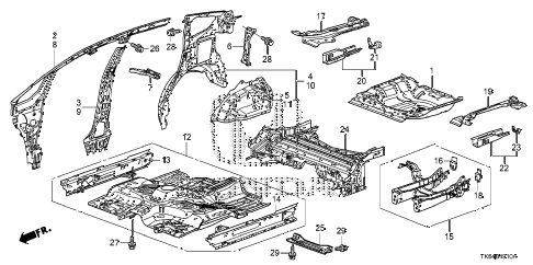 2010 fit FIT(SUZUKA PLANT) 5 DOOR 5MT FLOOR - INNER PANEL diagram 2010 fit FIT(SUZUKA PLANT) 5 DOOR 5MT FLOOR - INNER PANEL diagram