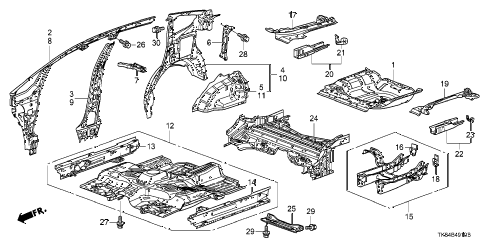 2009 fit SPORTN(SAYAMA PLANT) 5 DOOR 5MT FLOOR - INNER PANEL diagram 2009 fit SPORTN(SAYAMA PLANT) 5 DOOR 5MT FLOOR - INNER PANEL diagram