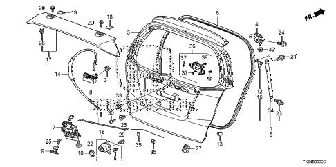 2012 fit SPORT(SUZUKA PLANT) 5 DOOR 5MT TAILGATE diagram 2012 fit SPORT(SUZUKA PLANT) 5 DOOR 5MT TAILGATE diagram
