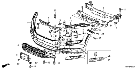2010 crosstour EXL(4WD NAVI) 5 DOOR 5AT FRONT BUMPER (1) diagram 2010 crosstour EXL(4WD NAVI) 5 DOOR 5AT FRONT BUMPER (1) diagram
