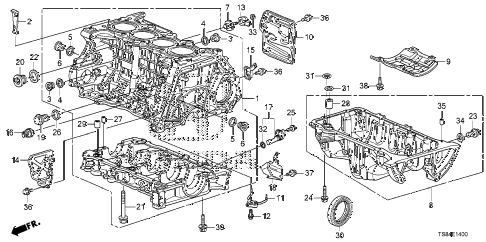 2012 civic DX 2 DOOR 5MT CYLINDER BLOCK - OIL PAN (1.8L) diagram 2012 civic DX 2 DOOR 5MT CYLINDER BLOCK - OIL PAN (1.8L) diagram