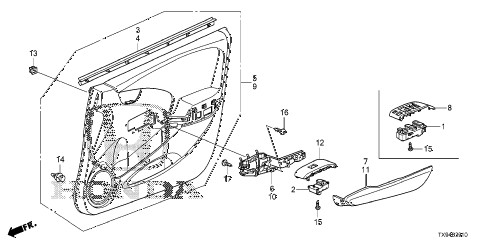 2014 fit STD 5 DOOR 1AT FRONT DOOR LINING diagram 2014 fit STD 5 DOOR 1AT FRONT DOOR LINING diagram