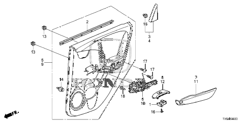 2014 fit STD 5 DOOR 1AT REAR DOOR LINING diagram 2014 fit STD 5 DOOR 1AT REAR DOOR LINING diagram