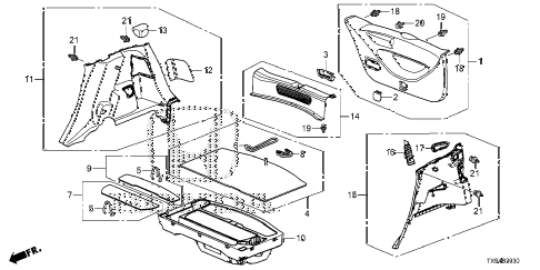 2013 fit STD 5 DOOR 1AT SIDE LINING - TAILGATE LINING diagram 2013 fit STD 5 DOOR 1AT SIDE LINING - TAILGATE LINING diagram