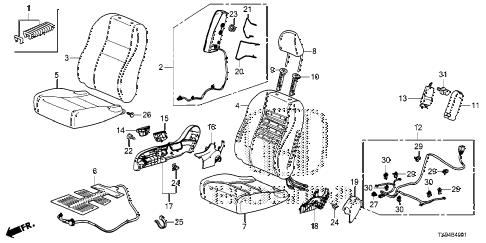 2013 fit STD 5 DOOR 1AT FRONT SEAT (PASSENGER SIDE) diagram 2013 fit STD 5 DOOR 1AT FRONT SEAT (PASSENGER SIDE) diagram