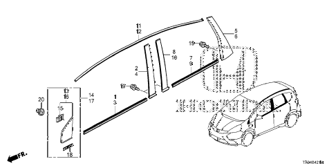 2013 fit STD 5 DOOR 1AT MOLDING diagram 2013 fit STD 5 DOOR 1AT MOLDING diagram