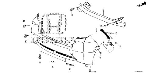 2014 fit STD 5 DOOR 1AT REAR BUMPER diagram 2014 fit STD 5 DOOR 1AT REAR BUMPER diagram