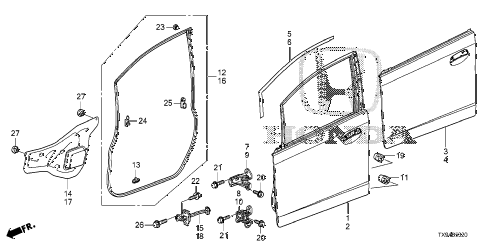 2014 fit STD 5 DOOR 1AT FRONT DOOR PANELS diagram 2014 fit STD 5 DOOR 1AT FRONT DOOR PANELS diagram