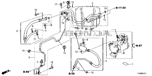 2014 fit STD 5 DOOR 1AT A/C HOSES - PIPES diagram 2014 fit STD 5 DOOR 1AT A/C HOSES - PIPES diagram