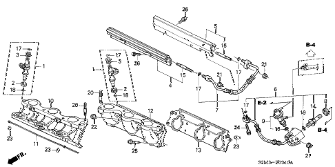 2002 CL PREMNAVIGATION 2 DOOR 5AT FUEL INJECTOR diagram