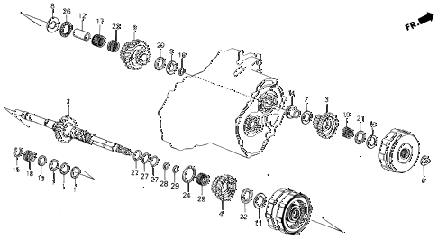 1989 INTEGRA RS 5 DOOR 4AT AT MAINSHAFT diagram