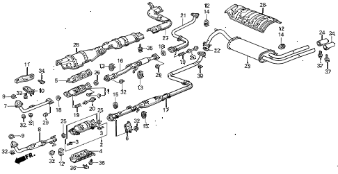 1989 INTEGRA RS 5 DOOR 4AT EXHAUST SYSTEM diagram