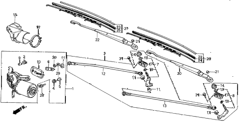 1989 INTEGRA RS 3 DOOR 5MT FRONT WINDSHIELD WIPER diagram
