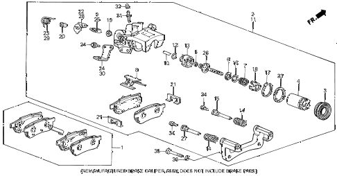 1989 INTEGRA LS 3 DOOR 5MT REAR BRAKE CALIPER diagram