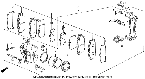 1987 INTEGRA LS 3 DOOR 5MT FRONT BRAKE CALIPER diagram