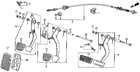 1988 INTEGRA RS 3 DOOR 4AT BRAKE PEDAL - CLUTCH PEDAL diagram