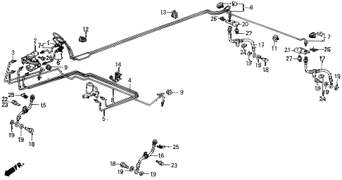 1989 INTEGRA RS 3 DOOR 4AT BRAKE LINES diagram