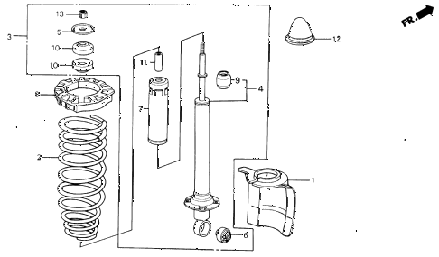 1988 INTEGRA LSSPECIAL 3 DOOR 4AT REAR SHOCK ABSORBER diagram