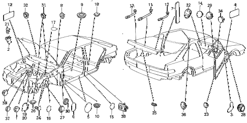 1986 INTEGRA RS 5 DOOR 4AT GROMMET - PLUG diagram