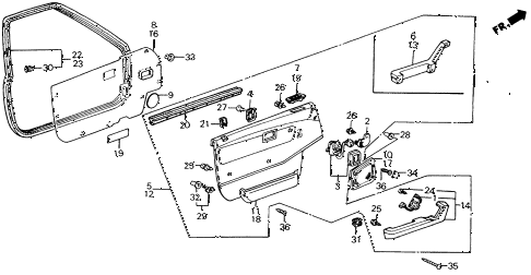 1988 INTEGRA LS 5 DOOR 4AT FRONT DOOR LINING 5DR diagram 1988 INTEGRA LS 5 DOOR 4AT FRONT DOOR LINING 5DR diagram